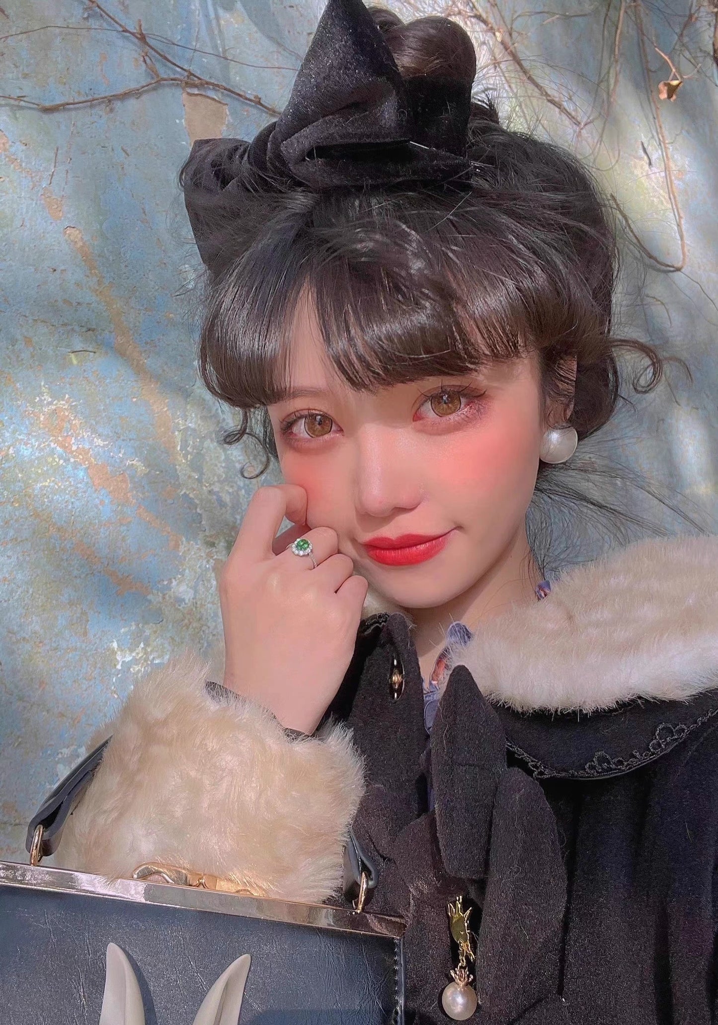 Aラインファーつきコート(裏地ダウンver.)【Unideer】