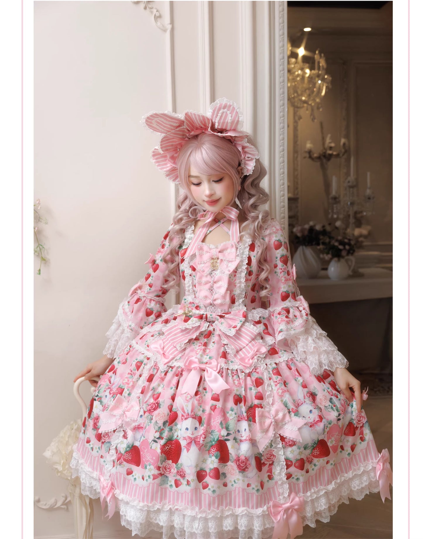 【受注予約~4/29】Strawberry Rabbit 姫袖ワンピース・フルセット【Antique Doll】