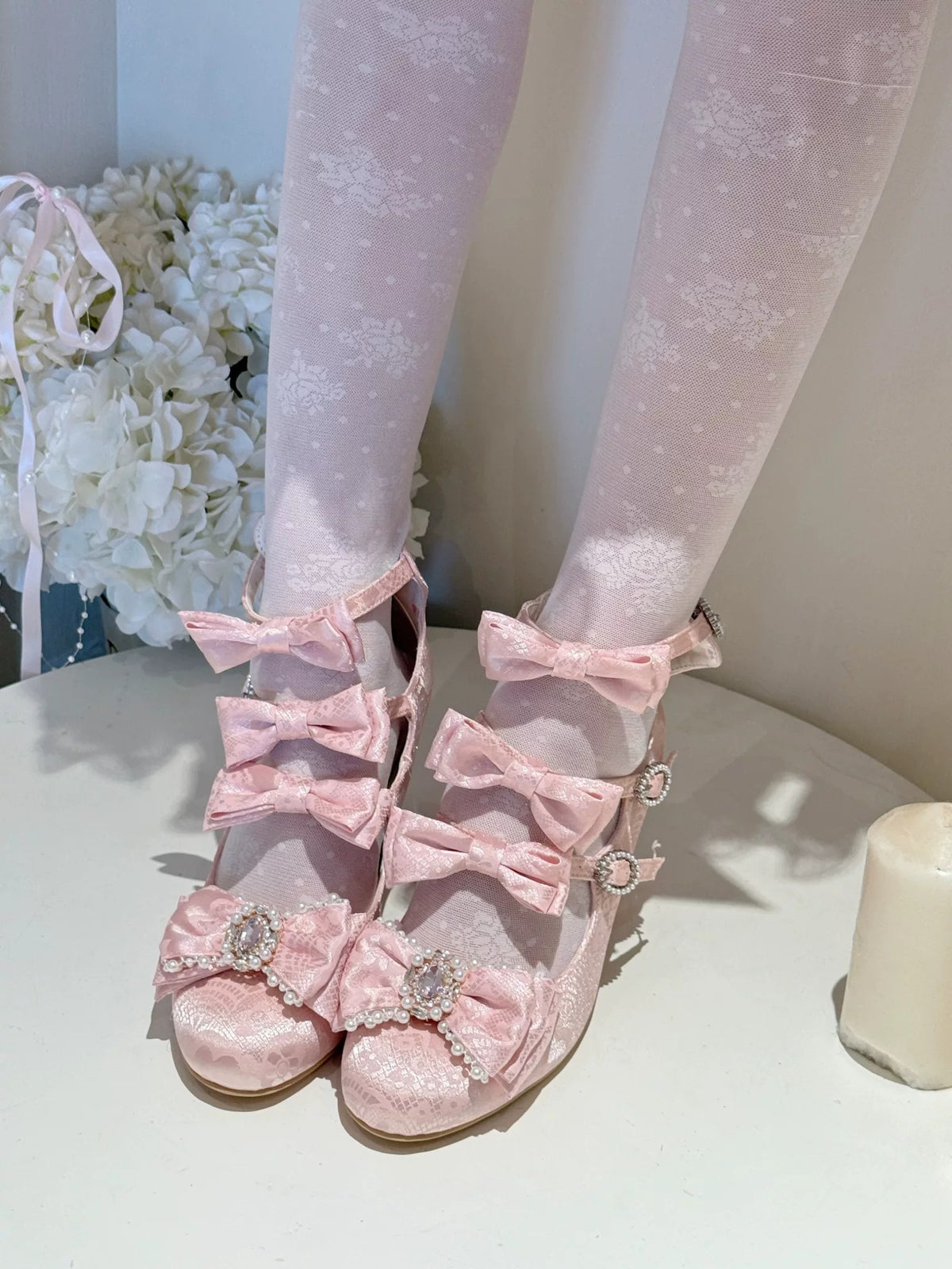 【受注予約~9/28】Rococo Night リボンストラップシューズ【Pure Tea】