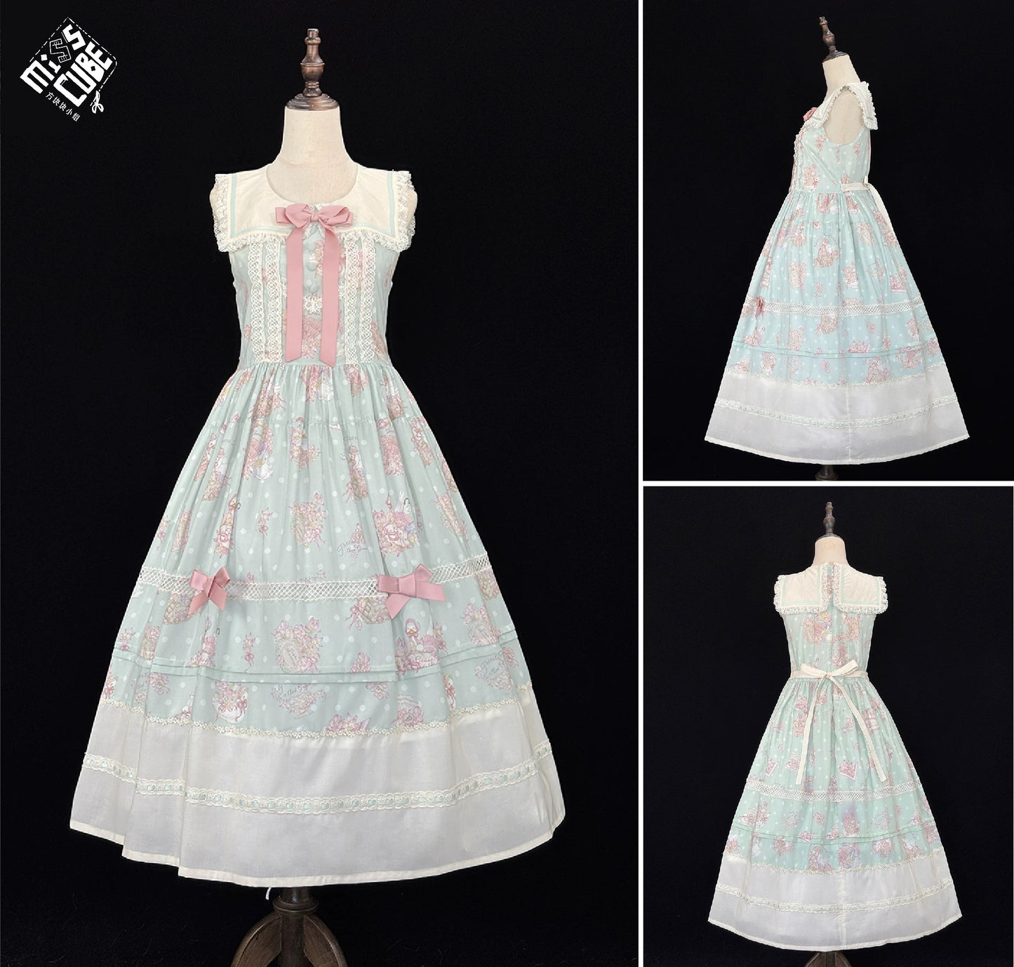 【受注予約~7/23】Little White Goose with Flowers ジャンパースカート【Miss Cube】