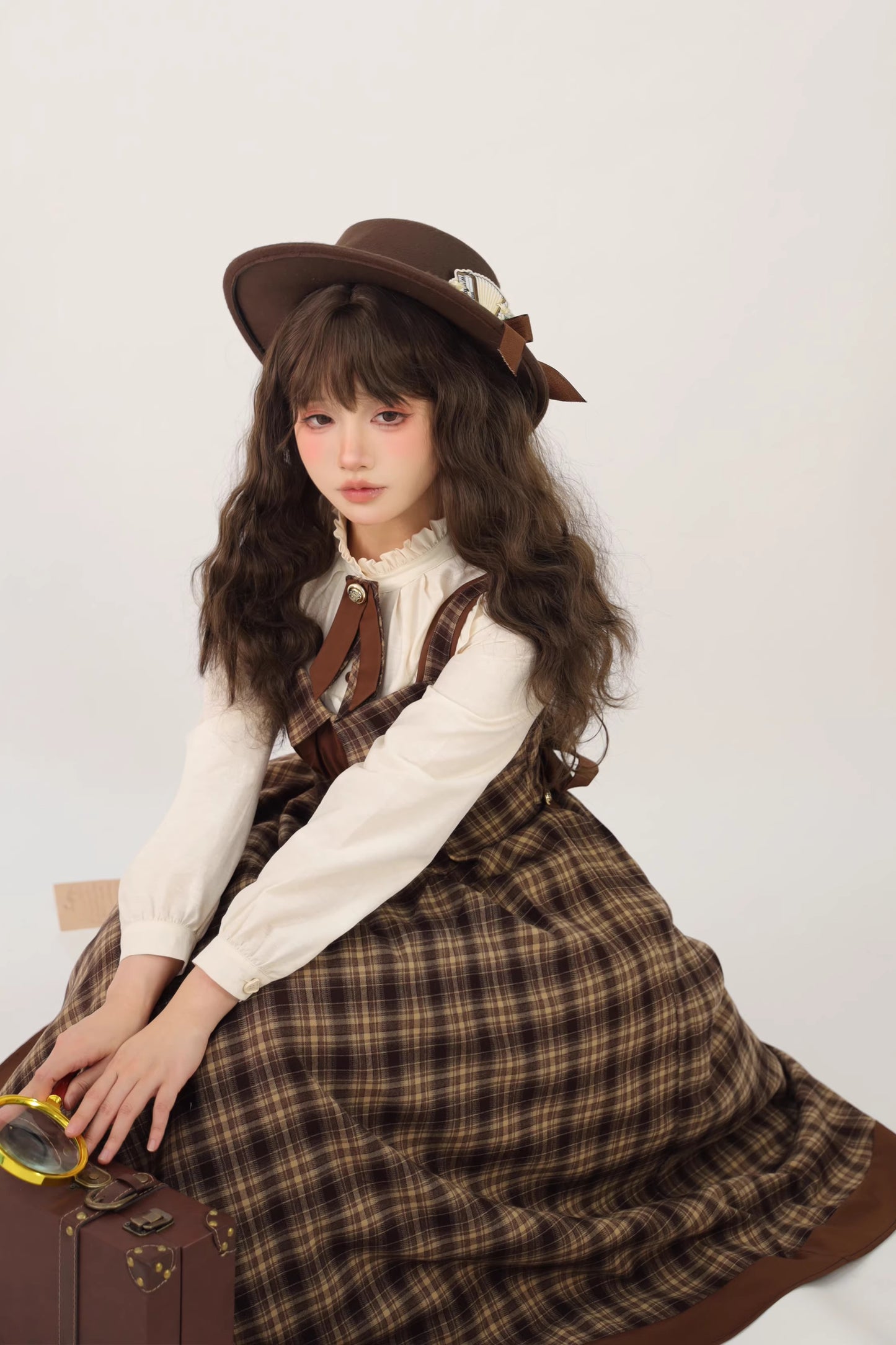 【受注予約~2/2】Vintage Clock ジャンパースカート(タイプ1)【Cyan】