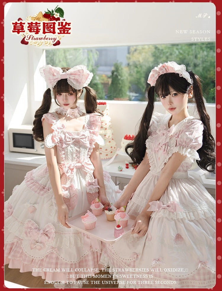 【受注予約~11/18】Strawberry Cake Illustration ギンガムワンピース・ジャンパースカート【花与珍珠匣】