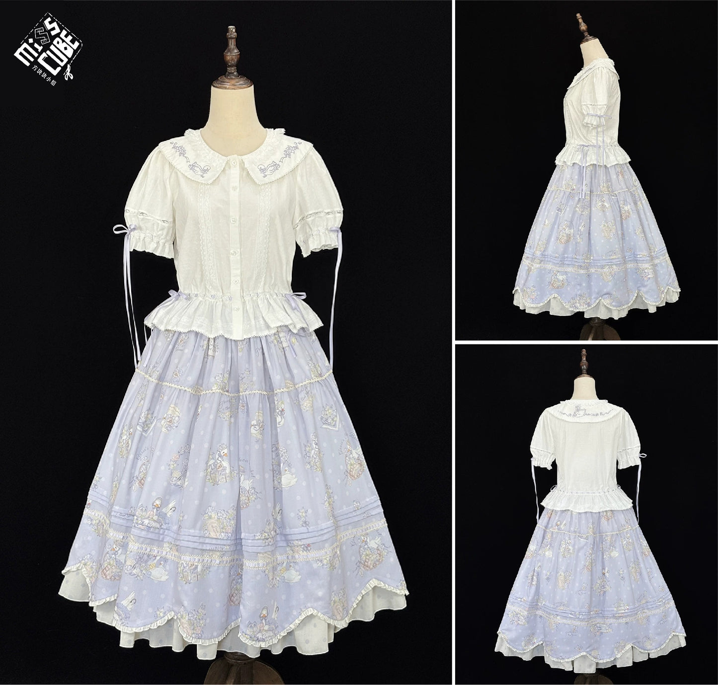 【受注予約~7/23】Little White Goose with Flowers ブラウス・スカート【Miss Cube】