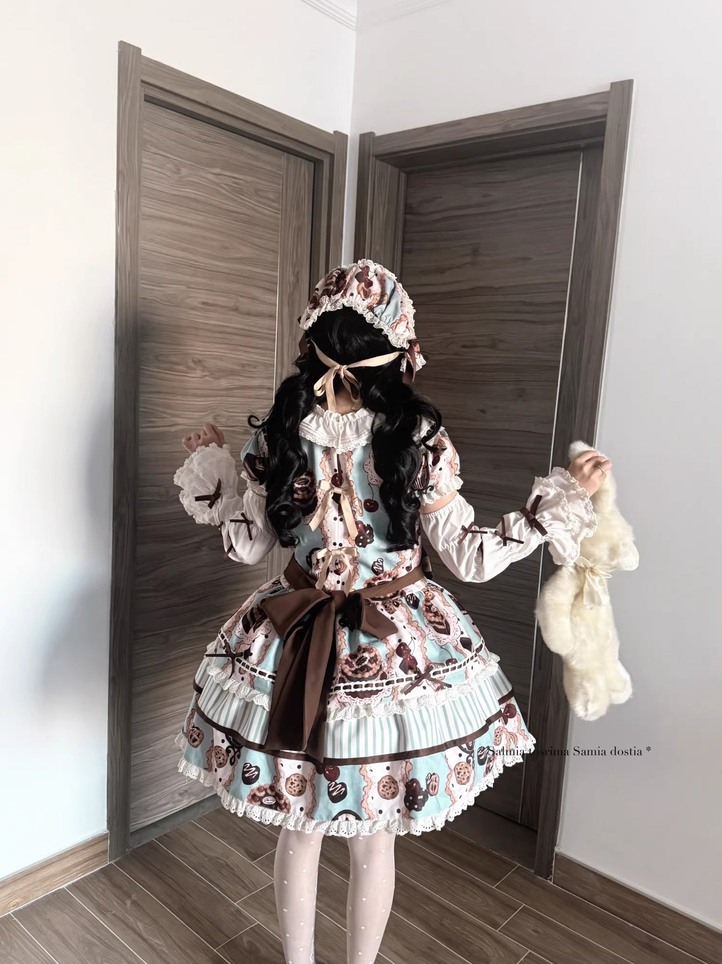 【受注予約~4/8】Cherry Doll ワンピース【babyblue】