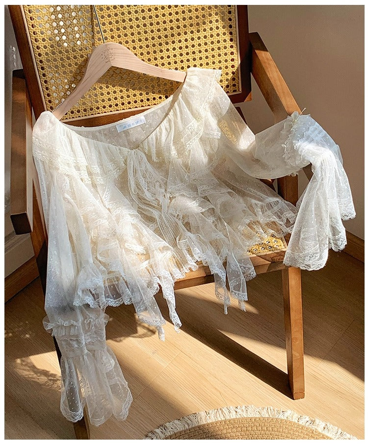 Clear Wind ドットチュール姫袖カーディガン【With Pujji】