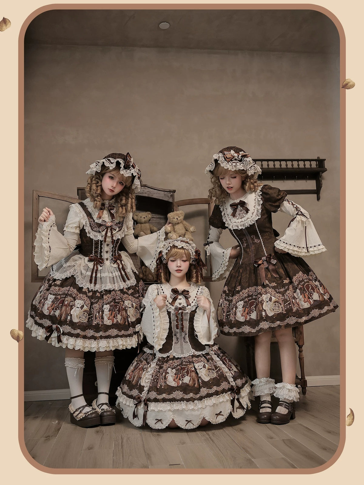 【受注予約~10/26】Teddy Bear Symphony ワンピース・ジャンパースカート・ブラウス【双生小熊】