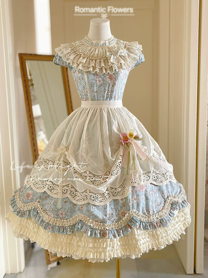 【受注予約~7/20】Romantic Flowers ワンピース(タイプ1)　【白月】