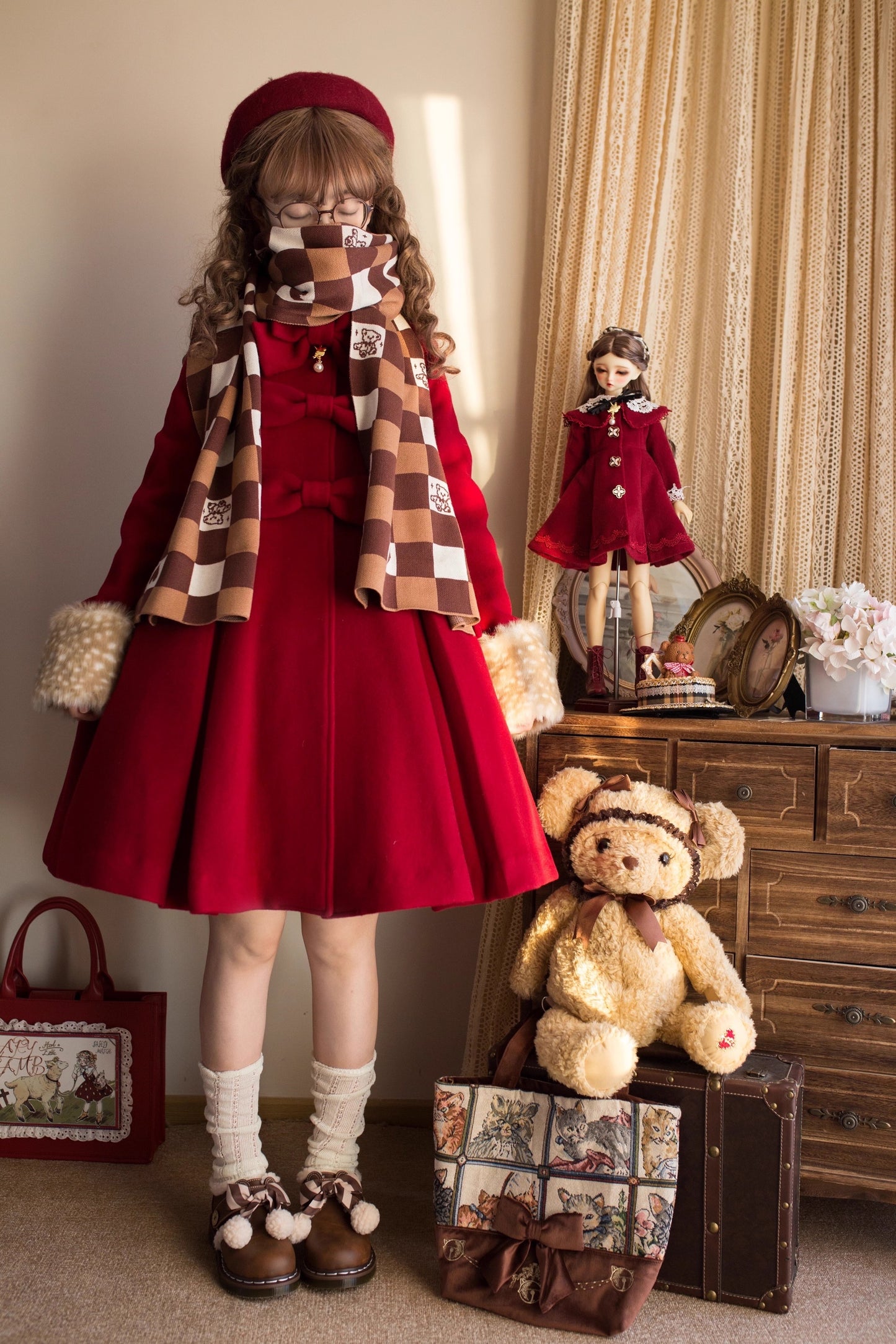 Aラインファーつきコート【Unideer】