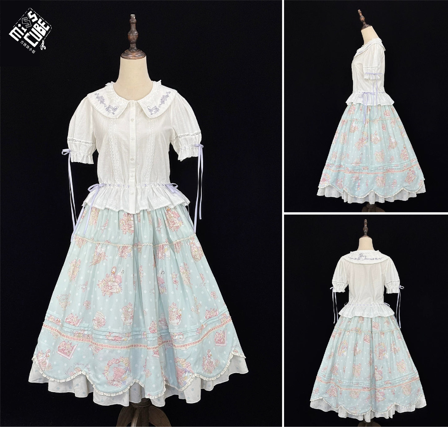 【受注予約~7/23】Little White Goose with Flowers ブラウス・スカート【Miss Cube】