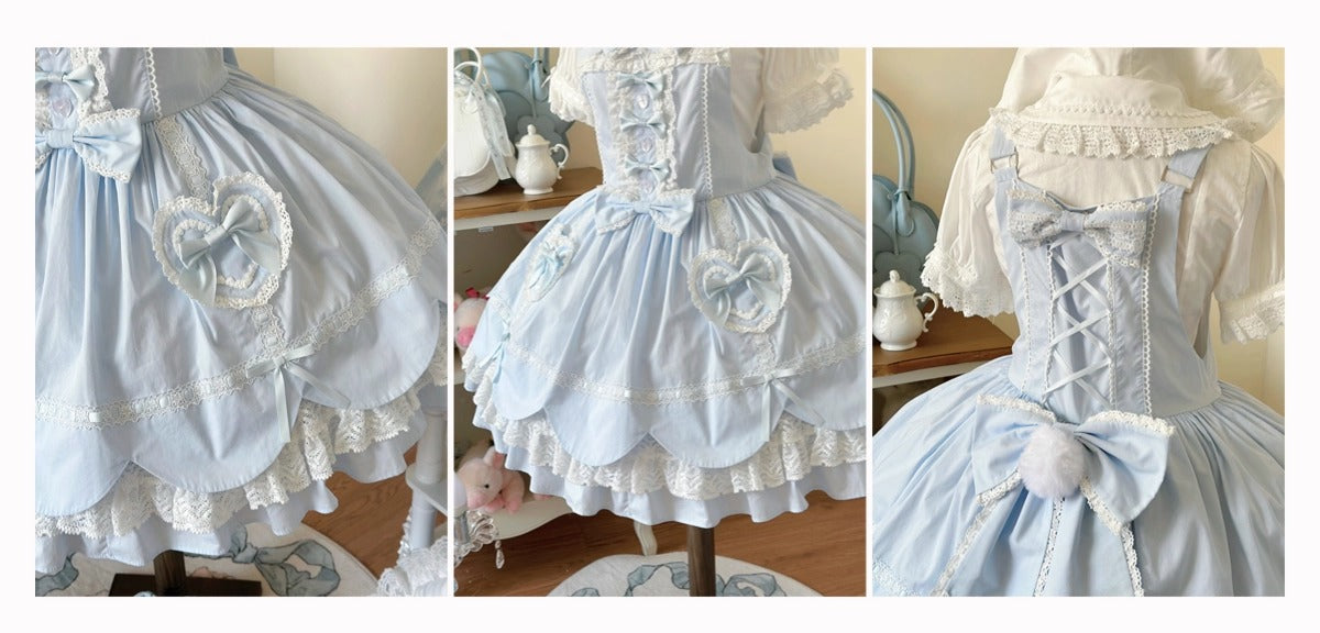 【受注予約~8/11】Cream Petals サロペット【天线猫】