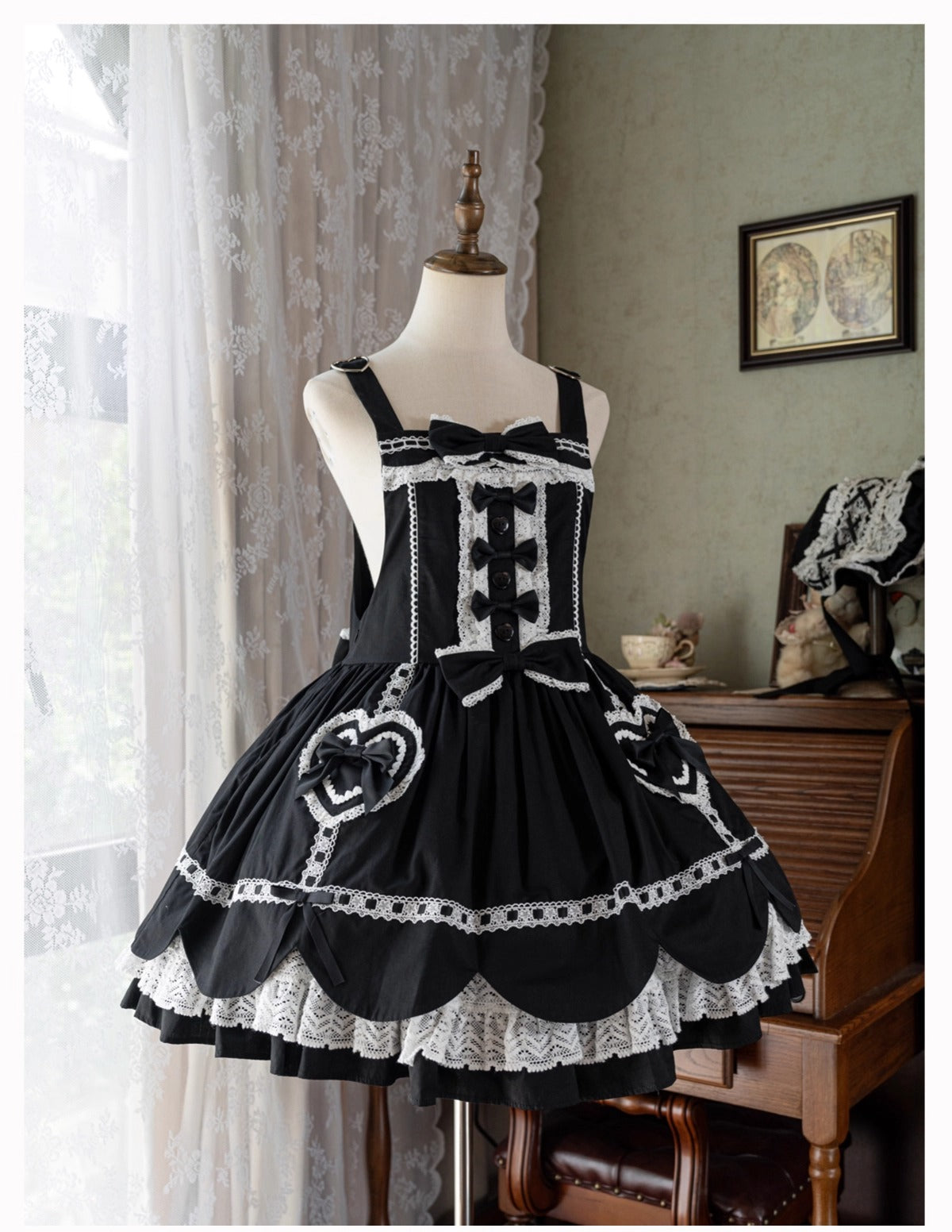 【受注予約~8/11】Cream Petals サロペット【天线猫】