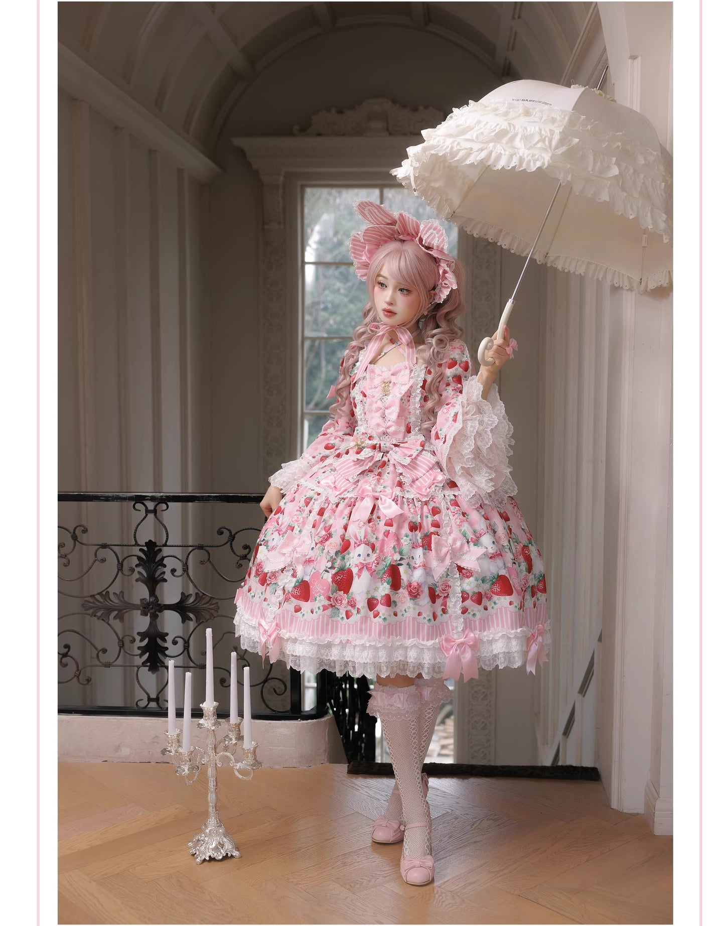 【受注予約~4/29】Strawberry Rabbit 姫袖ワンピース・フルセット【Antique Doll】