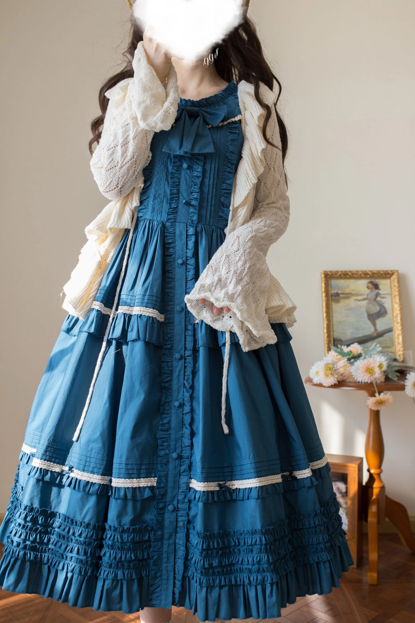 Sunset Bouquet フリルカーディガン【MIST】