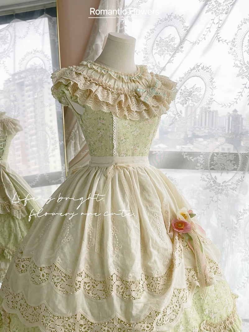 【受注予約~7/20】Romantic Flowers ワンピース(タイプ1)　【白月】