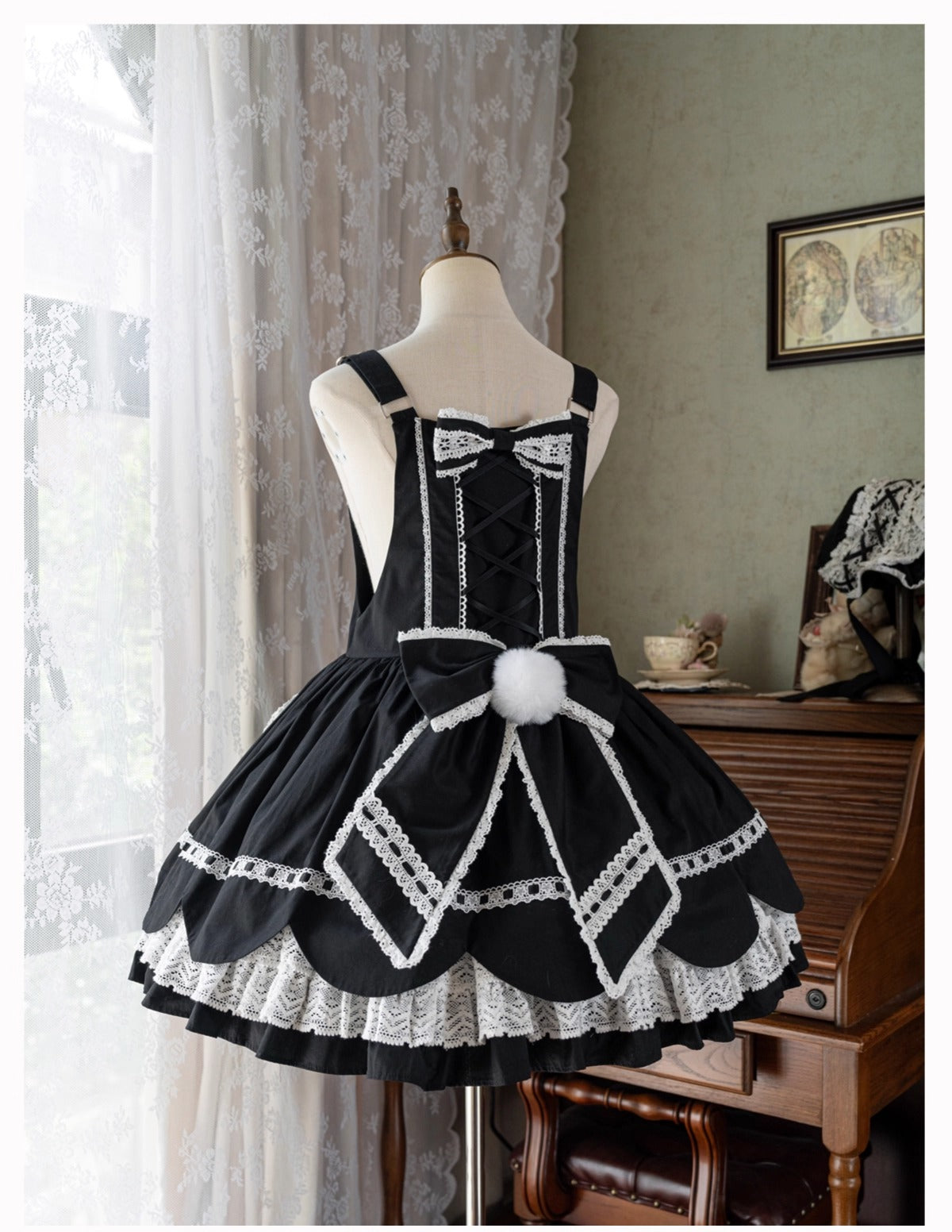 【受注予約~8/11】Cream Petals サロペット【天线猫】