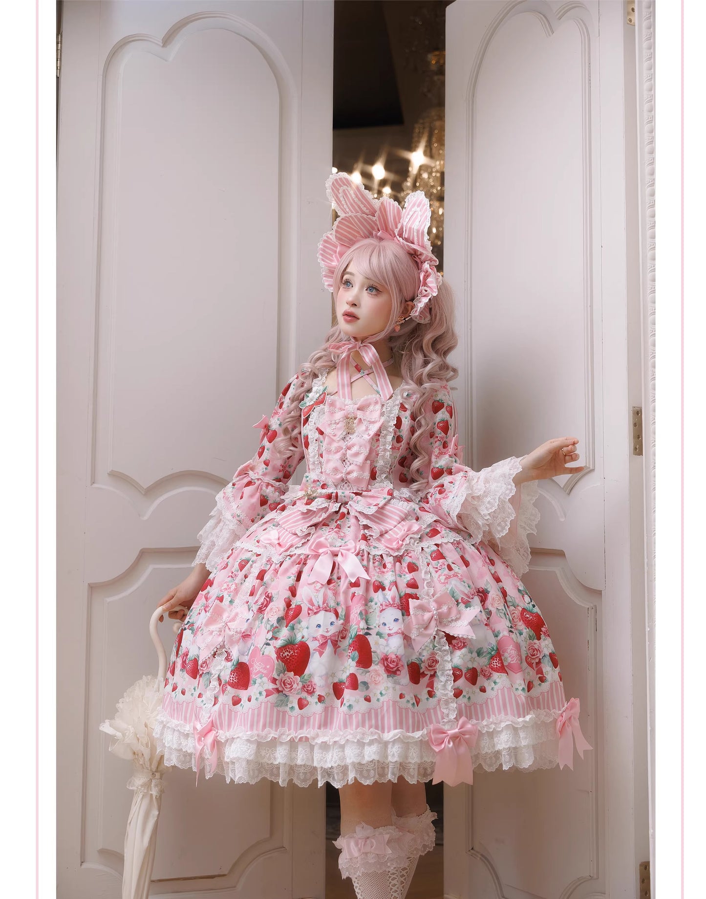 【受注予約~4/29】Strawberry Rabbit 姫袖ワンピース・フルセット【Antique Doll】