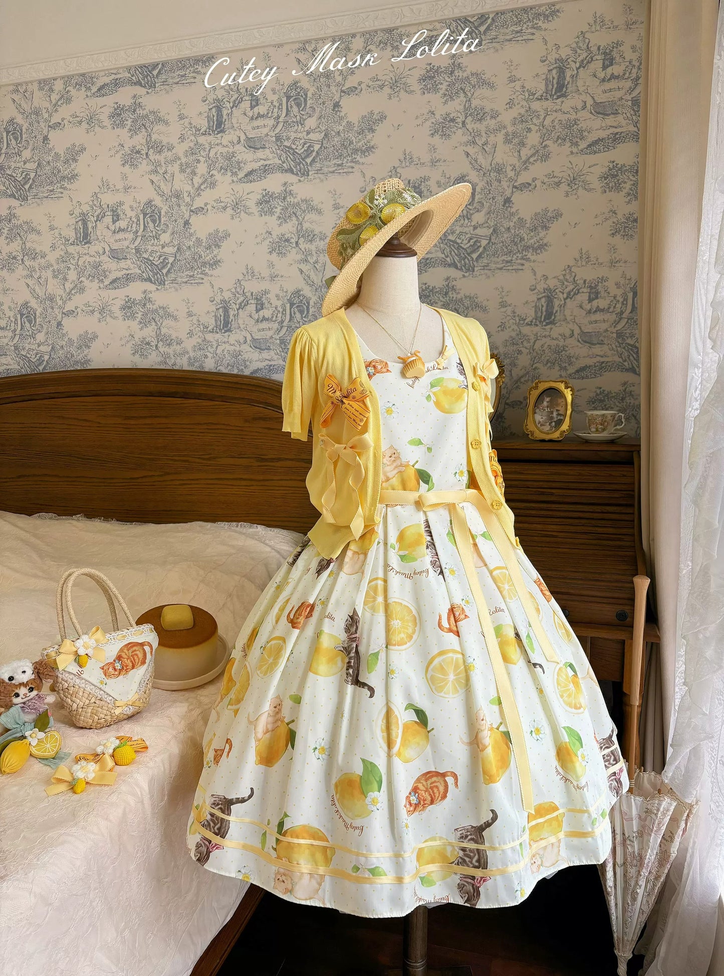 【受注予約~9/10】Lemon Kitty Dream カーディガン・アクセサリー【Cutey Mask】