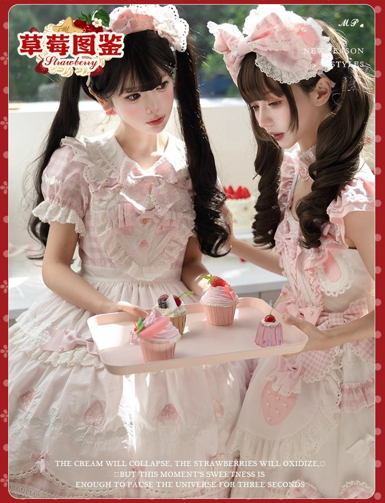 【受注予約~11/18】Strawberry Cake Illustration ギンガムワンピース・ジャンパースカート【花与珍珠匣】