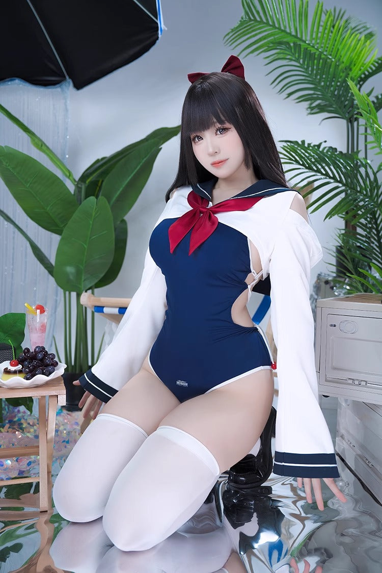 Long-sleeved sailor swimsuit set [Tokutaisha]