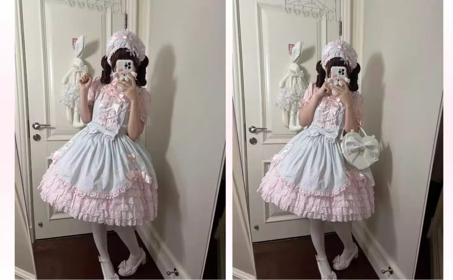 【受注予約~3/12】フリルローズデコレーション ジャンパースカート【小能熊】