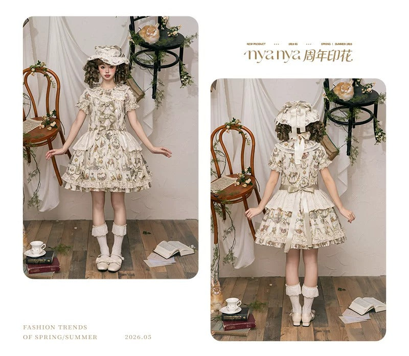 【受注予約~6/3】NyaNya Anniversary Print ワンピース【NyaNya】