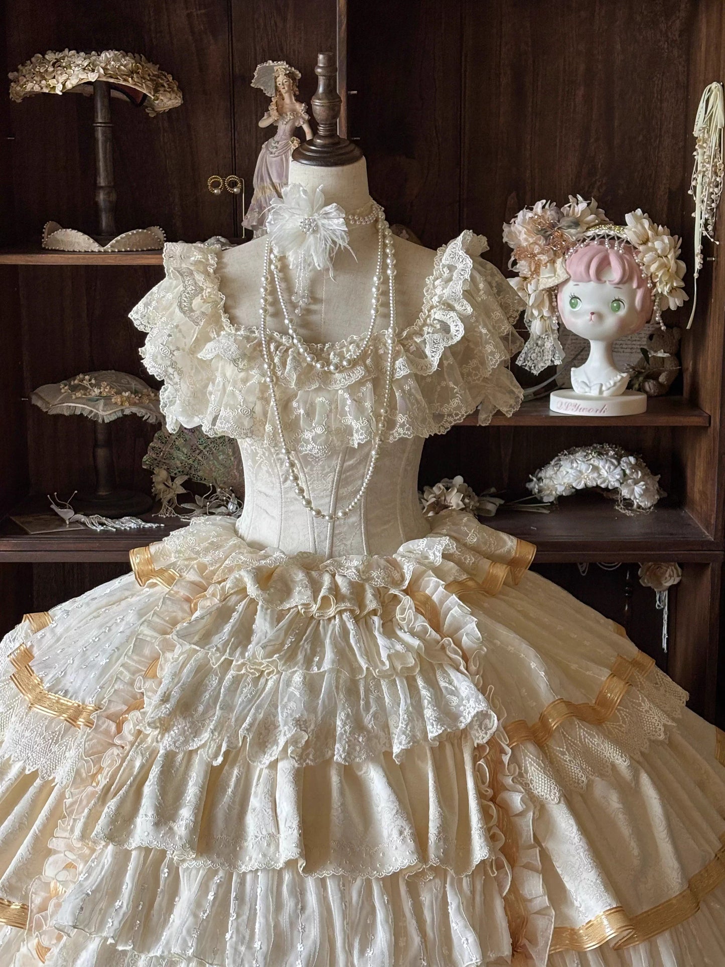 【受注予約~4/16】Lace Waltz × Apricot Waltz ワンピース・姫袖・フルセット【sedef】