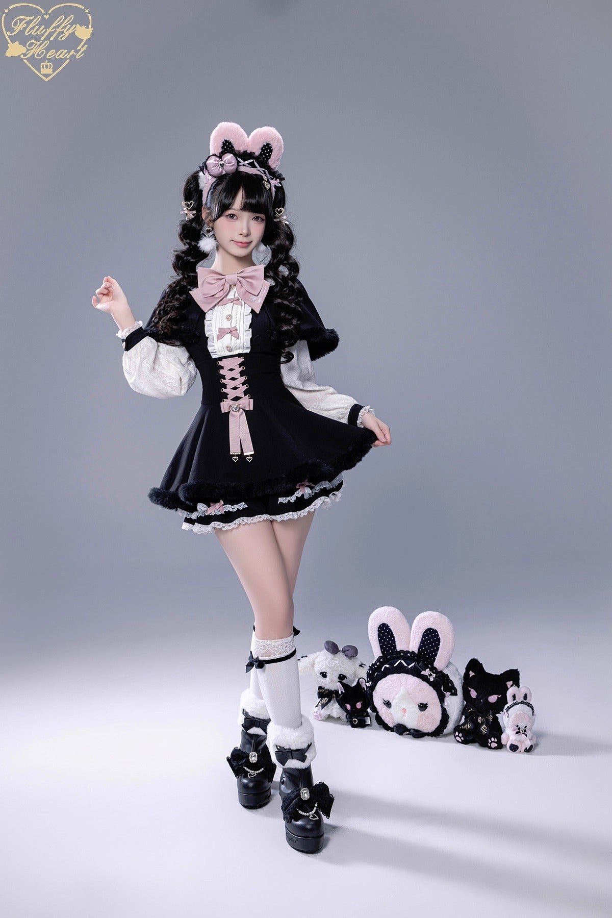 ふわふわファーセットアップ【Fluffy Heart×momo】