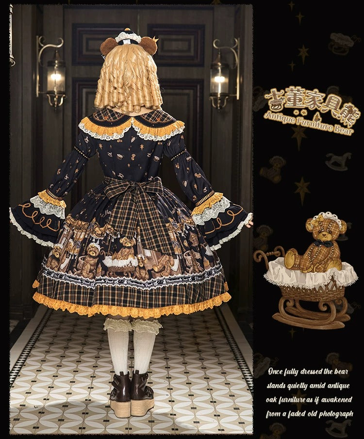 【受注予約~9/8】Antique Furniture Bear ワンピース・ジャンパースカート・ブラウス【Melliflorpearl】
