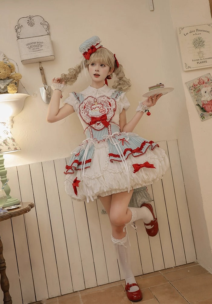 【受注予約~9/25】Eat Cake ジャンパースカート【双生小熊】