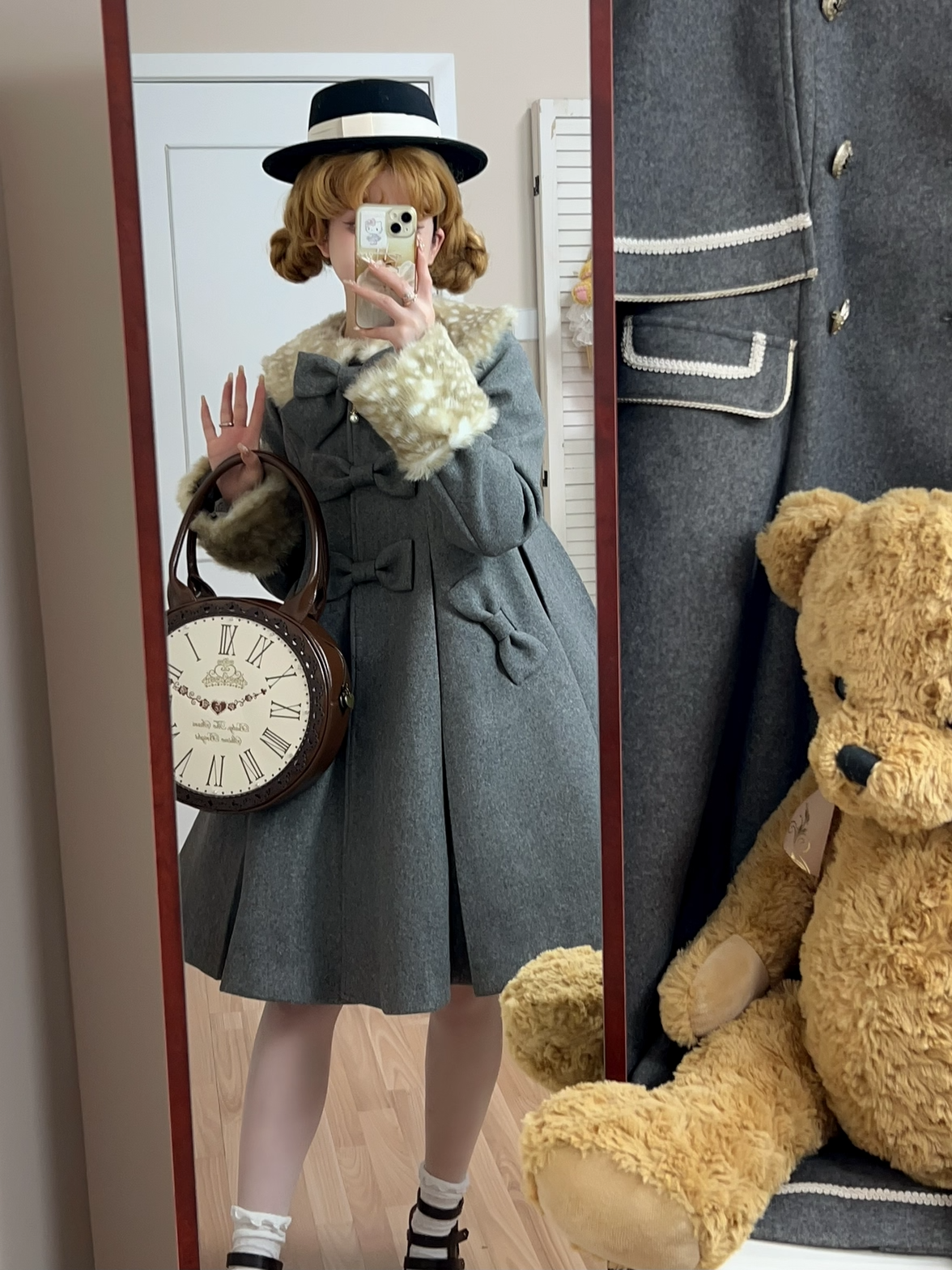 Aラインファーつきコート(裏地ダウンver.)【Unideer】