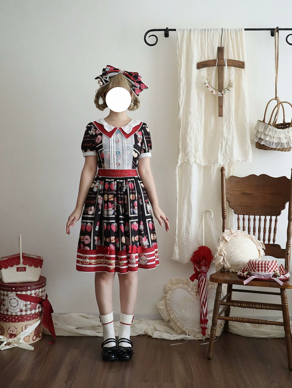 【受注予約~6/24】Strawberry Parfait Tea ワンピース【Miss Cube】