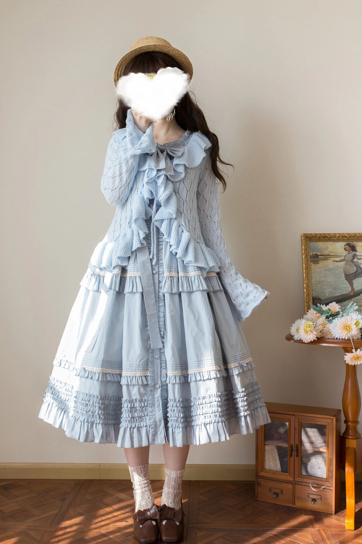 Sunset Bouquet フリルカーディガン【MIST】