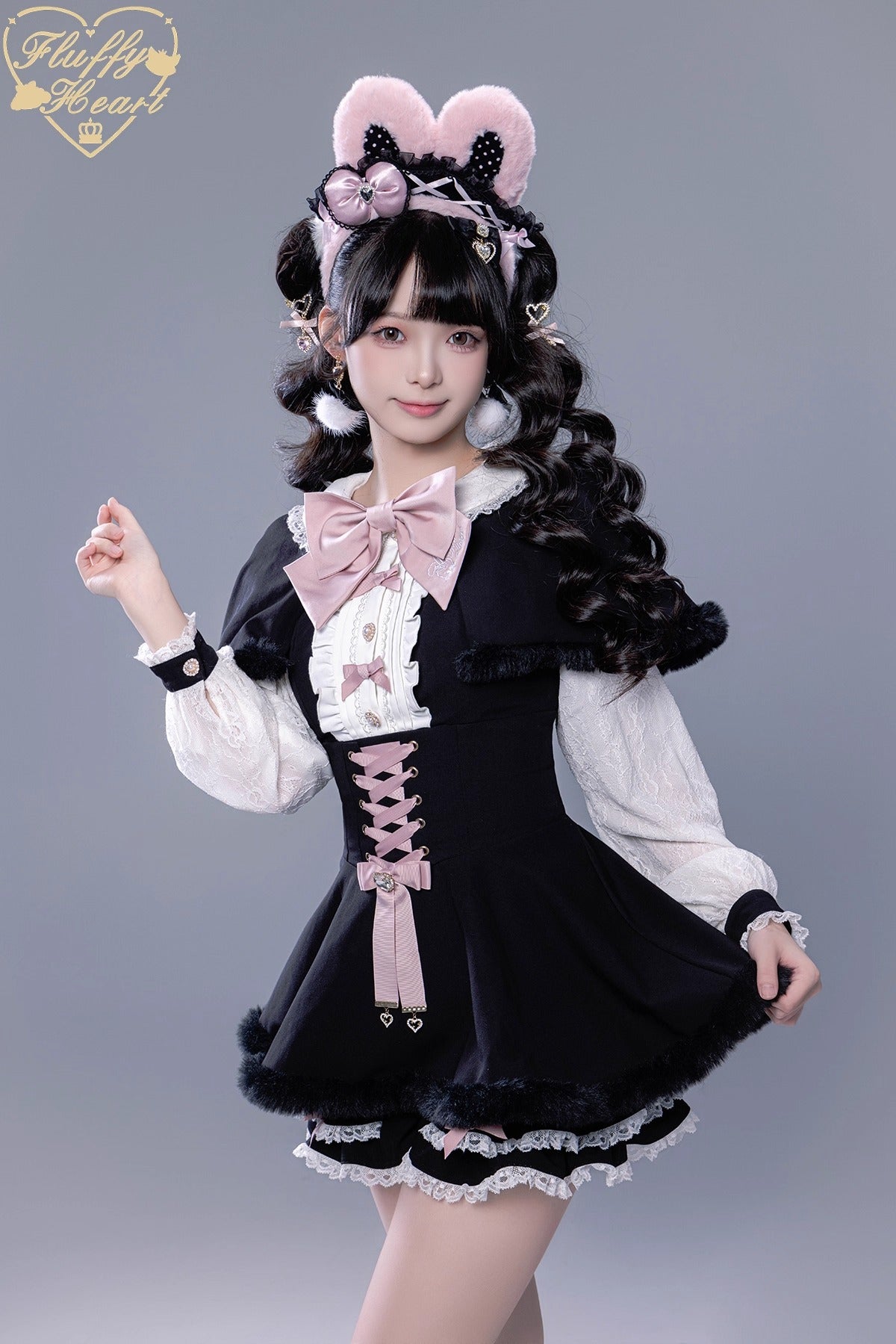 ふわふわファーセットアップ【Fluffy Heart×momo】