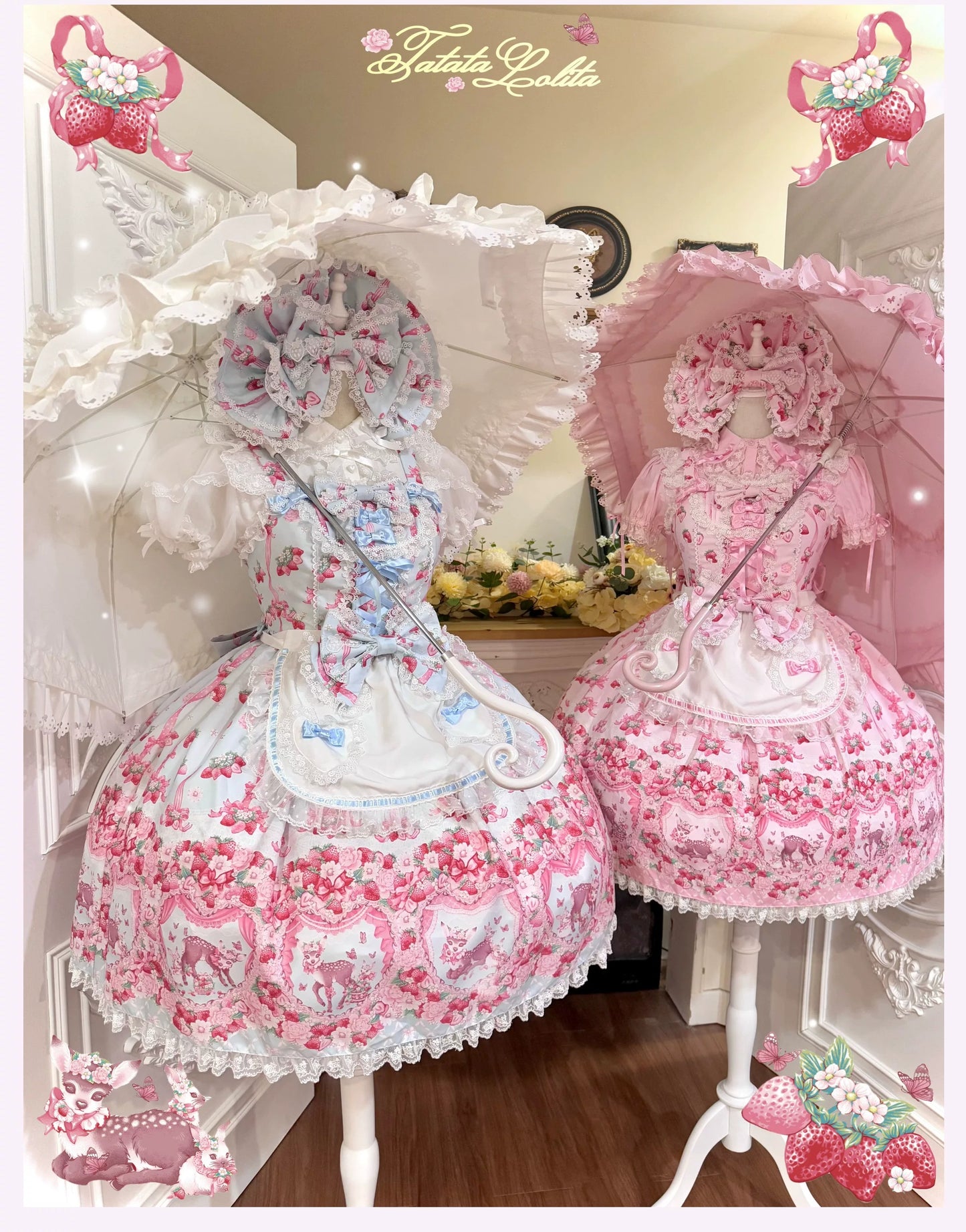 【受注予約~8/23】Fawn Strawberry Garden ジャンパースカート【TaTaTa Lolita】