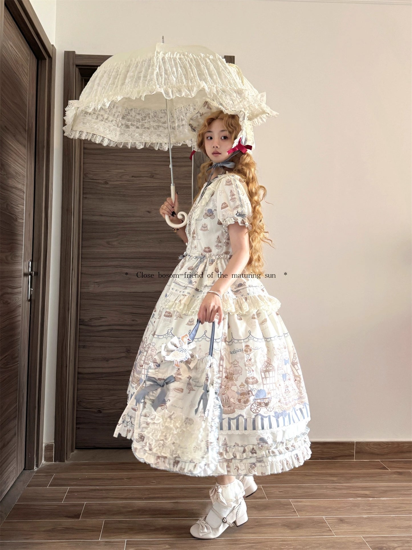 【受注予約~12/10】Antique Dessert Shop ワンピース【babyblue】