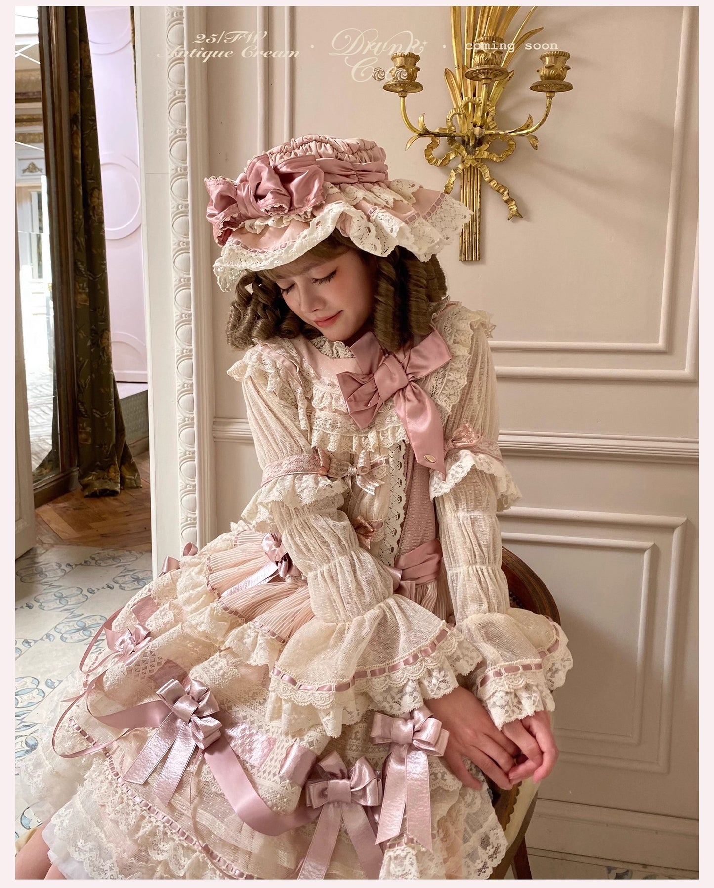 【受注予約~10/9】Antique Cream ワンピース【DrunkCoco】