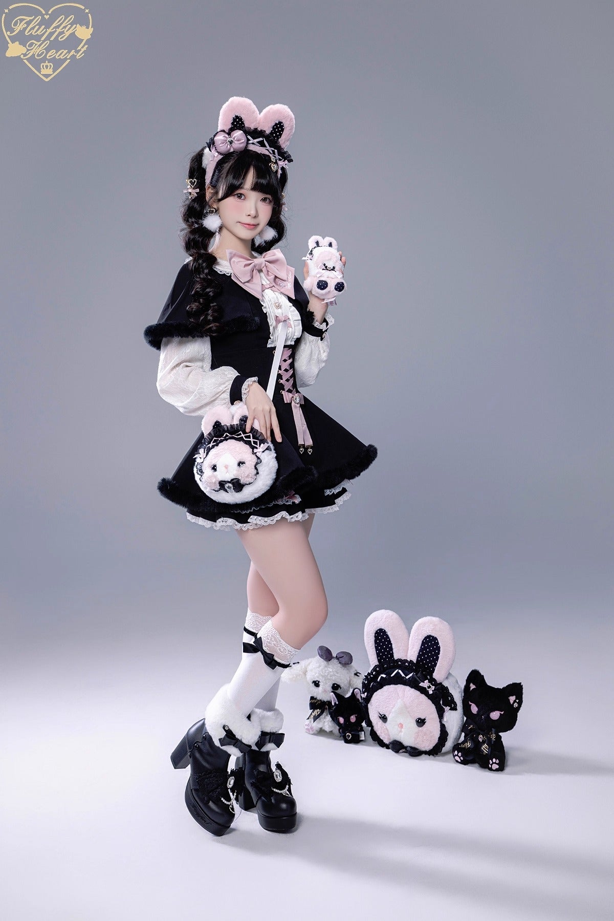 ふわふわファーセットアップ【Fluffy Heart×momo】