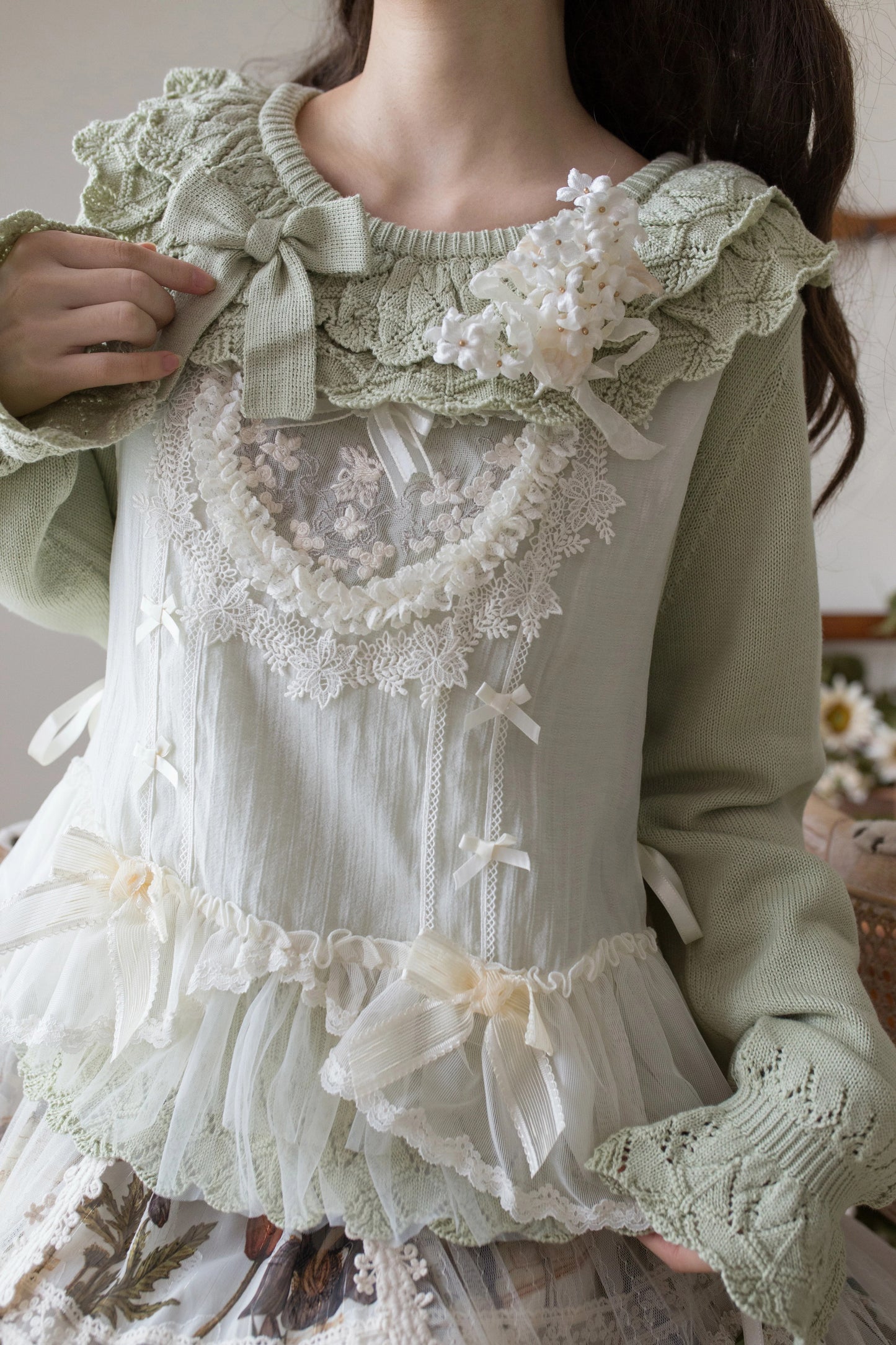 NANA フリルニットトップス【MIST】