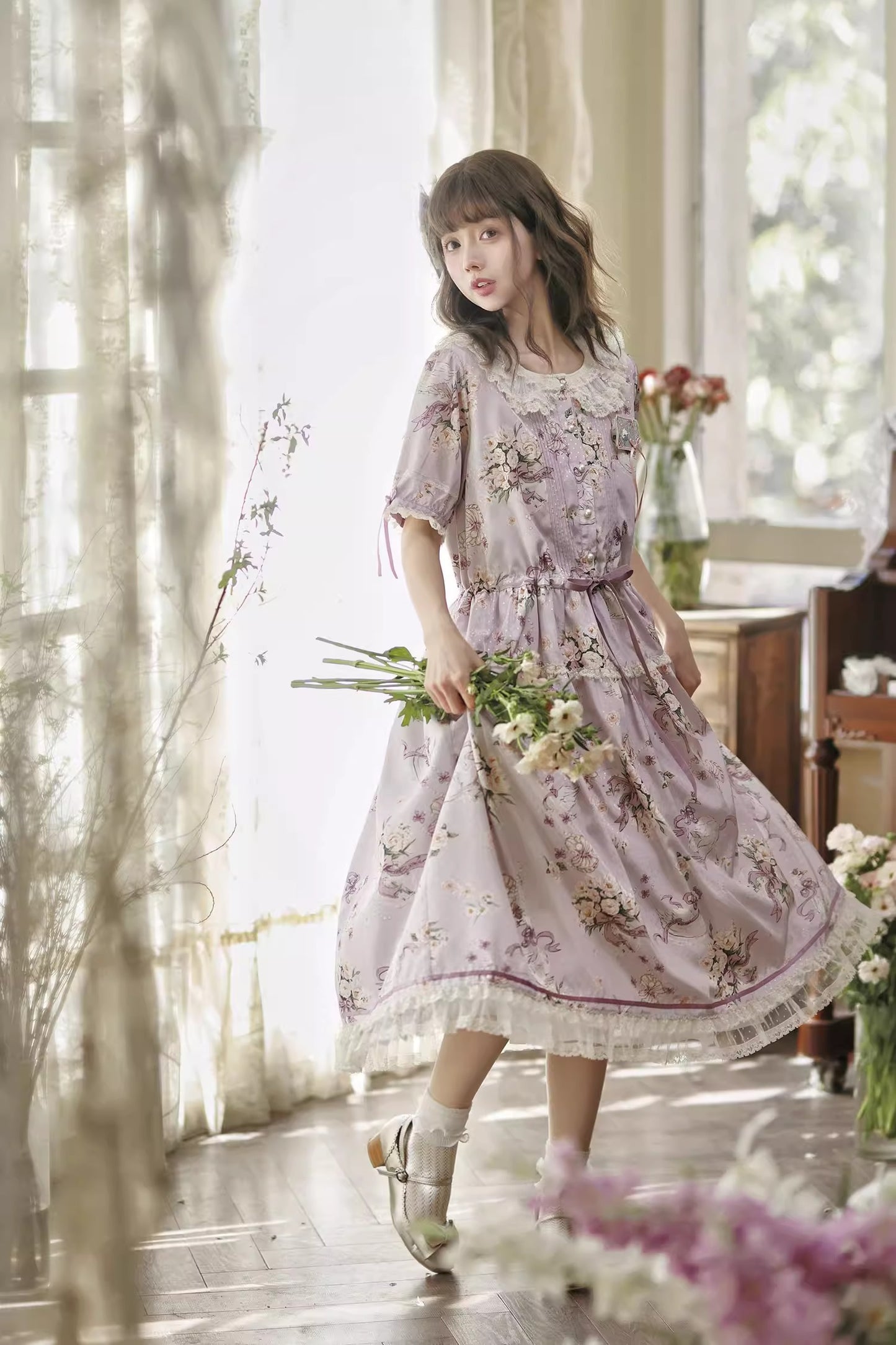 【受注予約~4/27】Camellia Swan ワンピース【Maple Sugar】