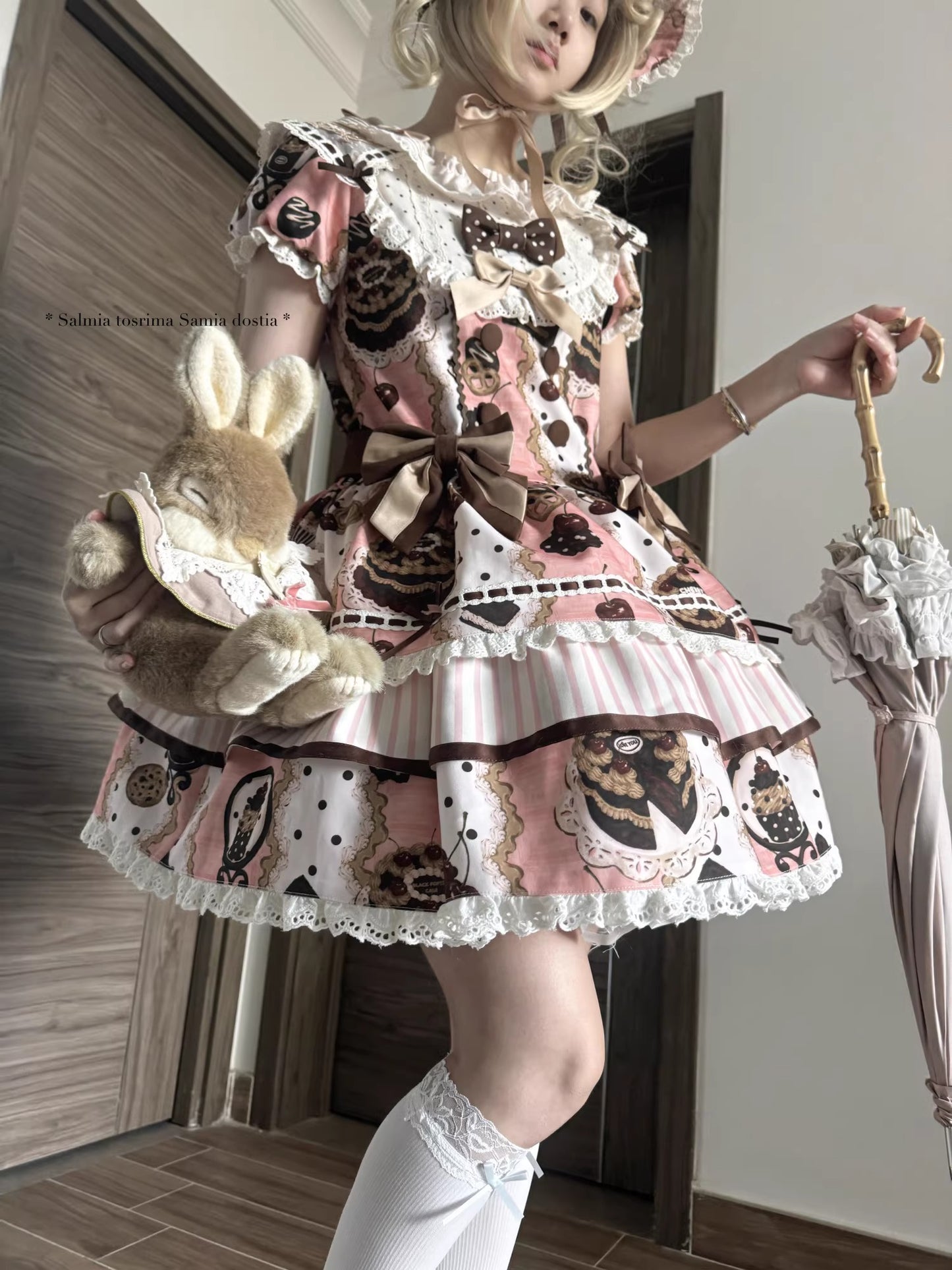 【受注予約~4/8】Cherry Doll ワンピース【babyblue】