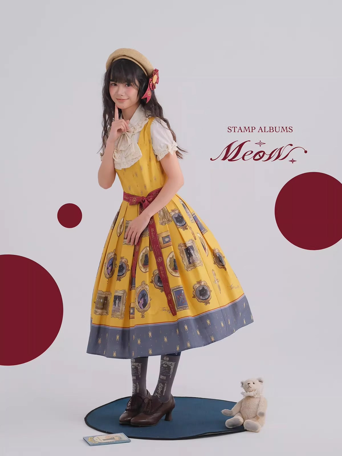 【受注予約~4/16】MEOW ワンピース・ジャンパースカート・ブラウス【Stamp Album】