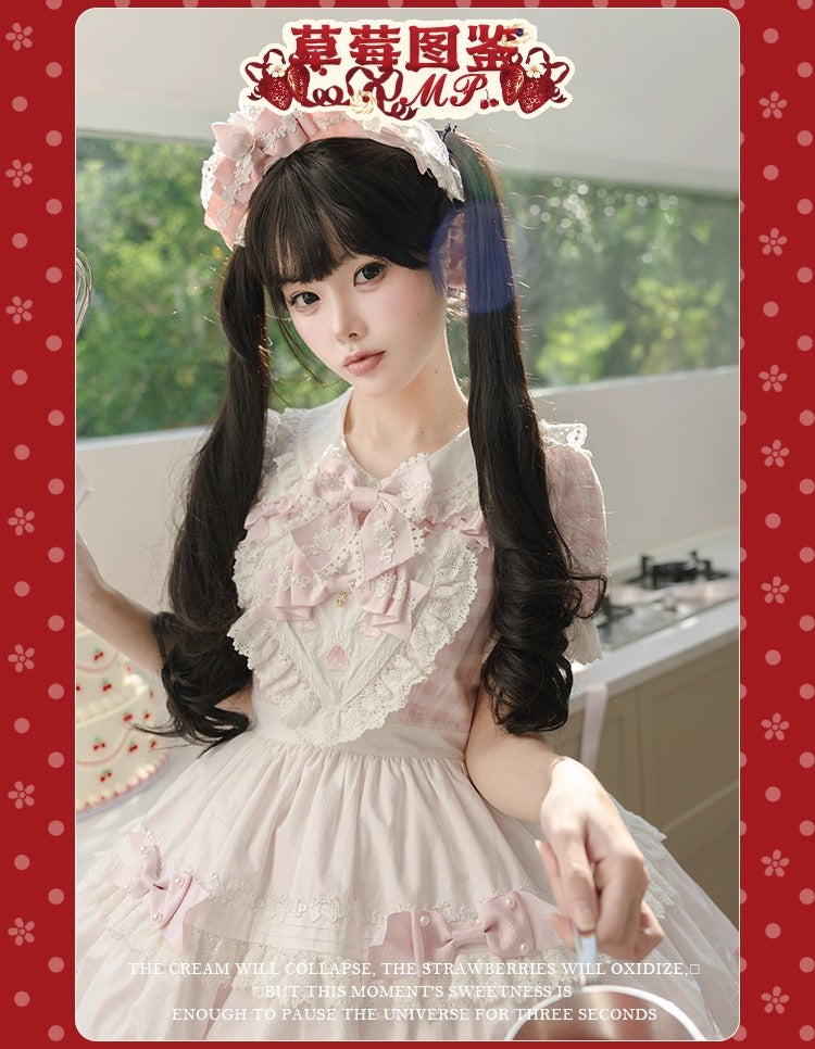 【受注予約~11/18】Strawberry Cake Illustration ギンガムワンピース・ジャンパースカート【花与珍珠匣】