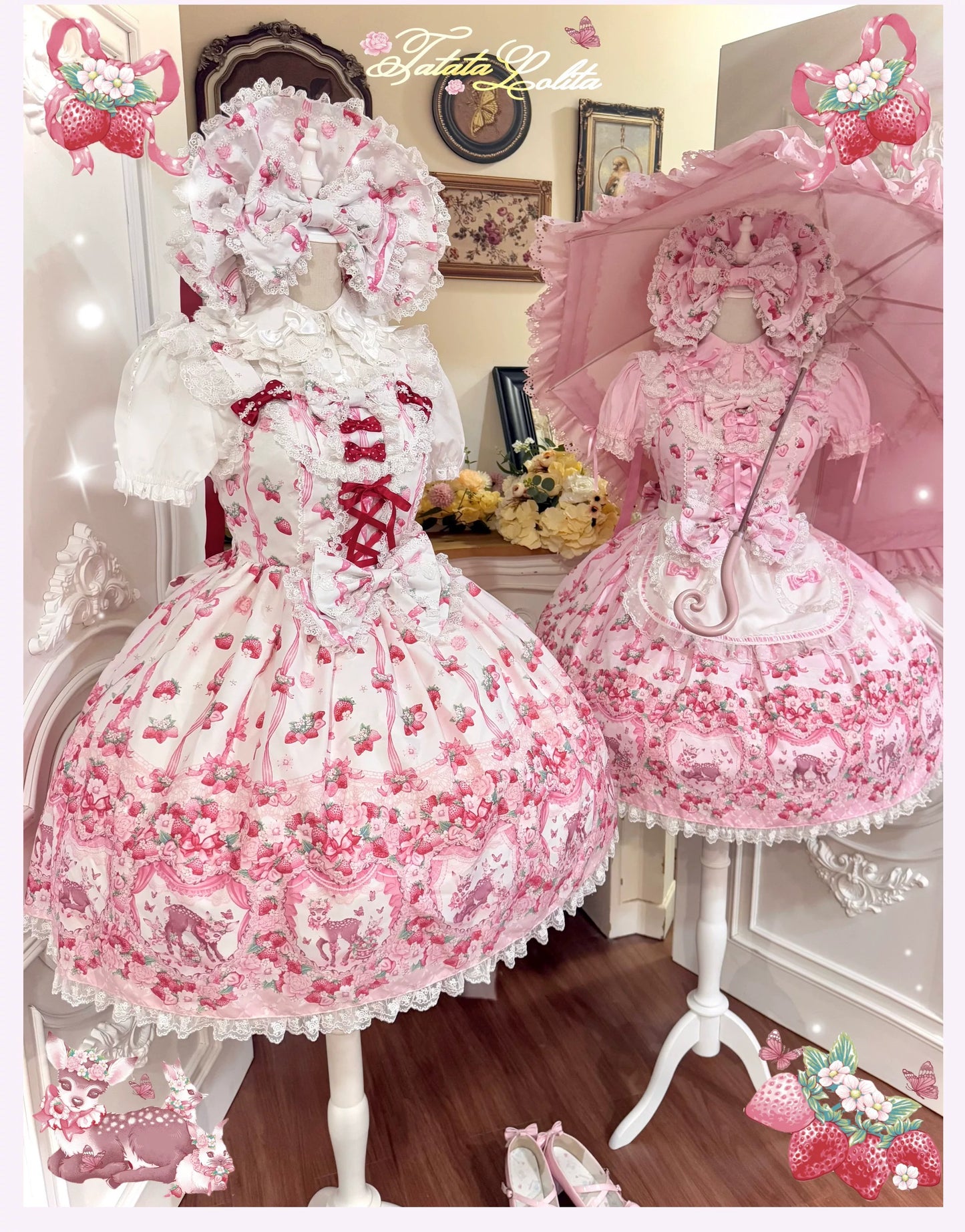 【受注予約~8/23】Fawn Strawberry Garden ジャンパースカート【TaTaTa Lolita】