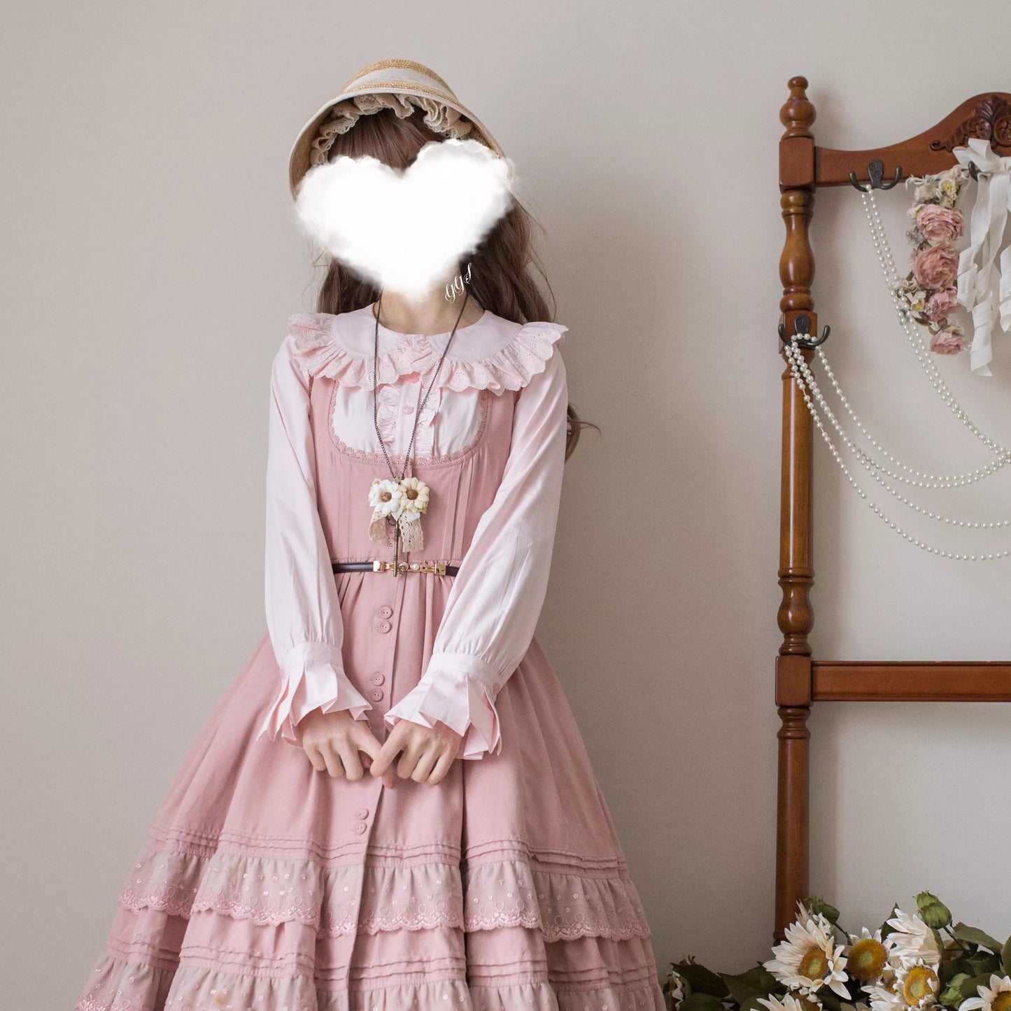 綿レース長袖ブラウス【MIST】