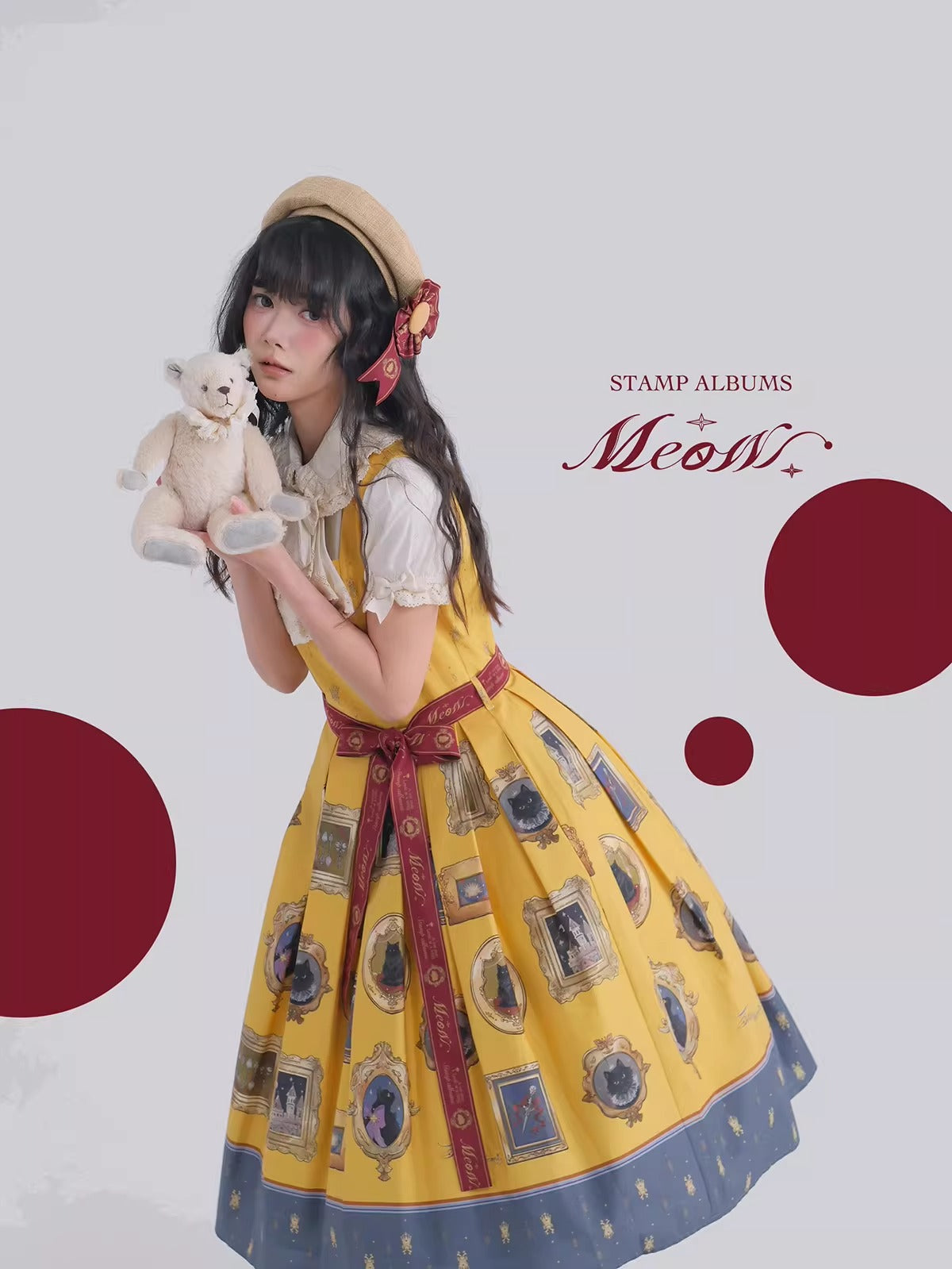 【受注予約~4/16】MEOW ワンピース・ジャンパースカート・ブラウス【Stamp Album】
