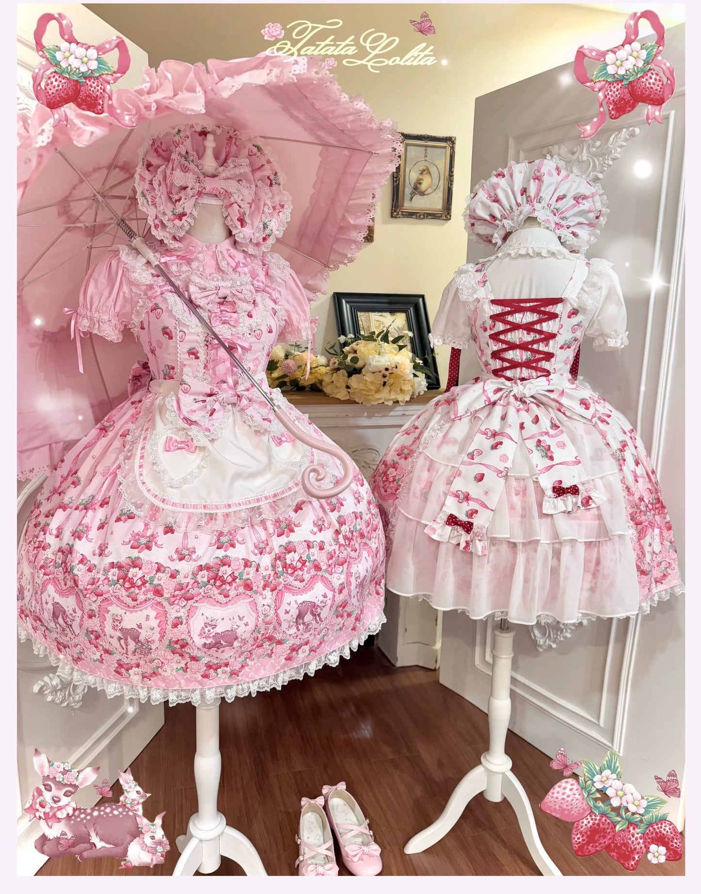 【受注予約~8/23】Fawn Strawberry Garden ジャンパースカート【TaTaTa Lolita】