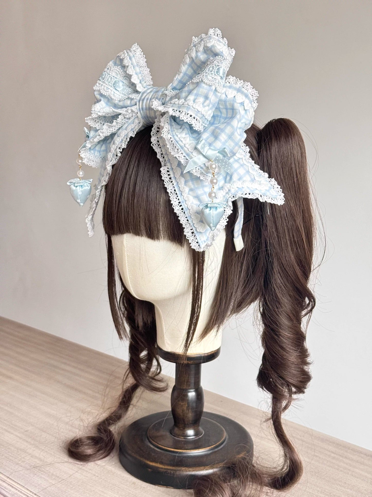 ギンガムチェックリボンカチューシャ【妹抖手作工作屋】