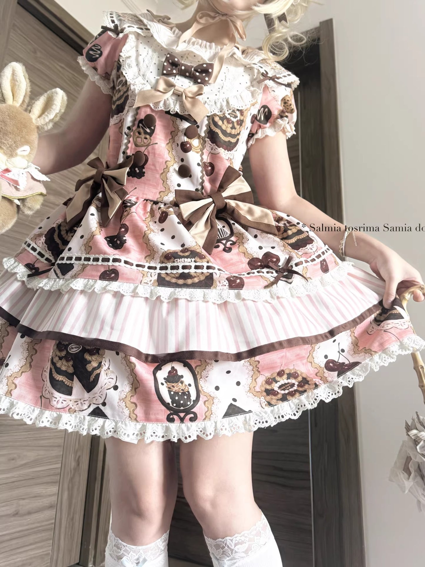【受注予約~4/8】Cherry Doll ワンピース【babyblue】