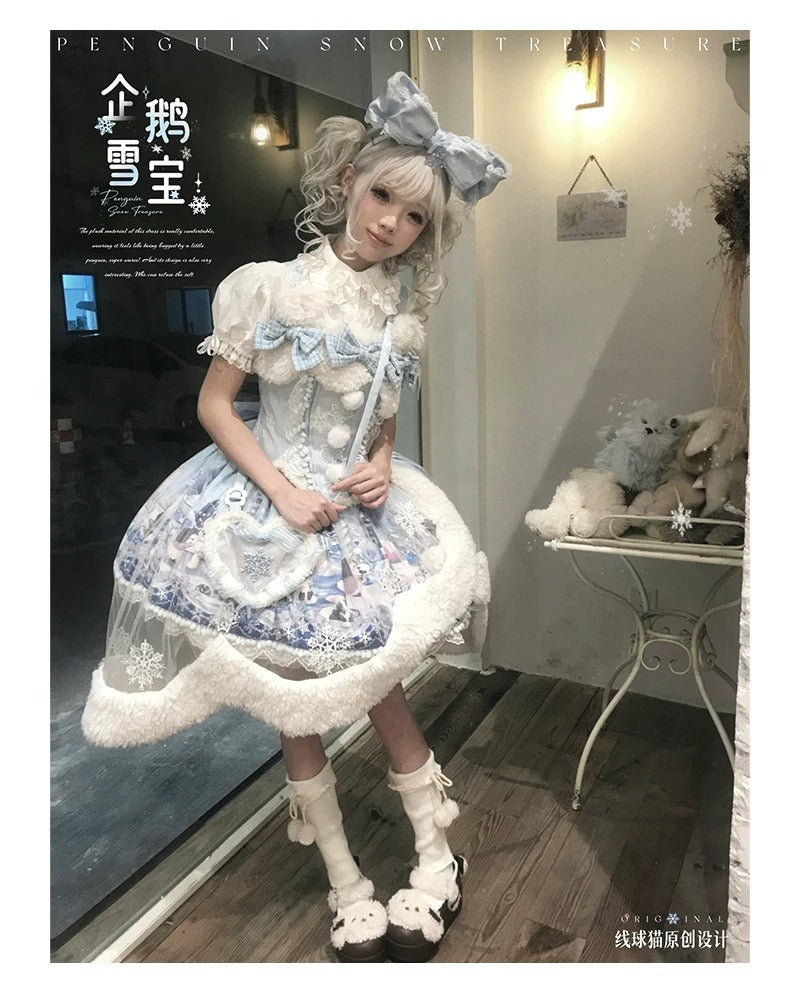 【受注予約~10/12】Penguin Snow Baby ジャンパースカート・インナートップス【Lineball Cat】