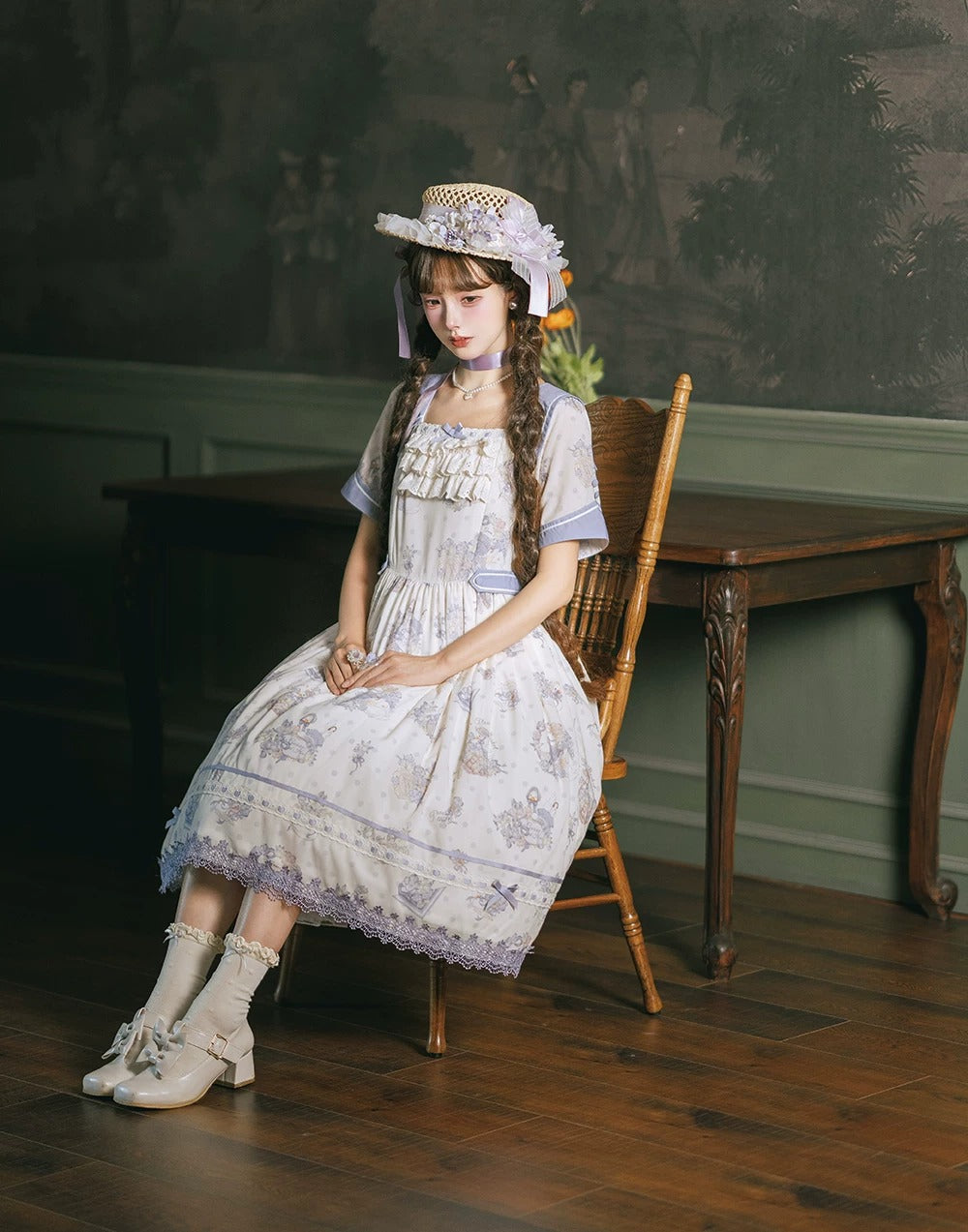 Little White Goose with Flowers ワンピース(タイプ1)【Miss Cube